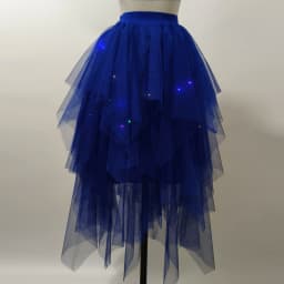 Adult Fluffy Tulle Tutu Skirt with Colorful LED Lights, Layered Ruffled High Low Skirt for Prom Halloween Costume