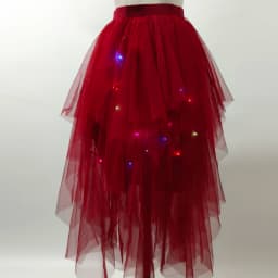 Adult Fluffy Tulle Tutu Skirt with Colorful LED Lights, Layered Ruffled High Low Skirt for Prom Halloween Costume