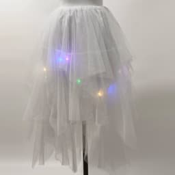 Adult Fluffy Tulle Tutu Skirt with Colorful LED Lights, Layered Ruffled High Low Skirt for Prom Halloween Costume