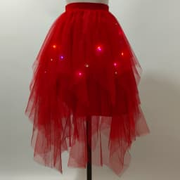Adult Fluffy Tulle Tutu Skirt with Colorful LED Lights, Layered Ruffled High Low Skirt for Prom Halloween Costume