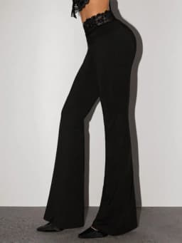 Women's Elegant Sexy Straight Pants Lace Waist Design Highlight Curves Suitable For Daily Commute Office Dating Occasions Wear