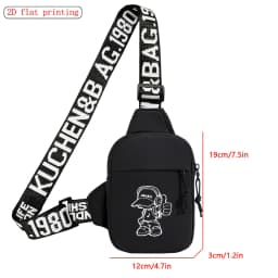 Men's Fashion Chest Bag Solid Color Music Boy 2D Print Suitable for Daily Commuting Outdoor Travel Mobile Bag Waist Bag