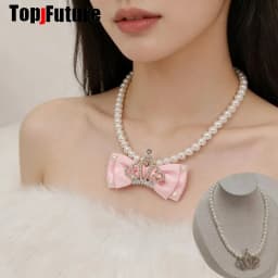 Subculture Spice Y2K Harajuku Gothic Mars Gal Women Gorgeous Crown Pearl Party Lolita Cosplay Punk Necklace Girl Collar