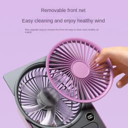 Ultra Thin Mini Fan USB Rechargeable Card Fan LCD Digital Display 6-speed Adjustment Hanging Stand Dual Use Desktop Fan