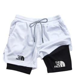 Men's 2 in 1 Printed Sports Shorts with Pocket for Mobile Phone, Quick Drying Shorts for Summer Gym Exercise, Running Shorts
