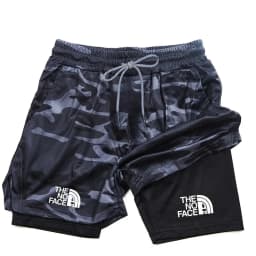Men's 2 in 1 Printed Sports Shorts with Pocket for Mobile Phone, Quick Drying Shorts for Summer Gym Exercise, Running Shorts