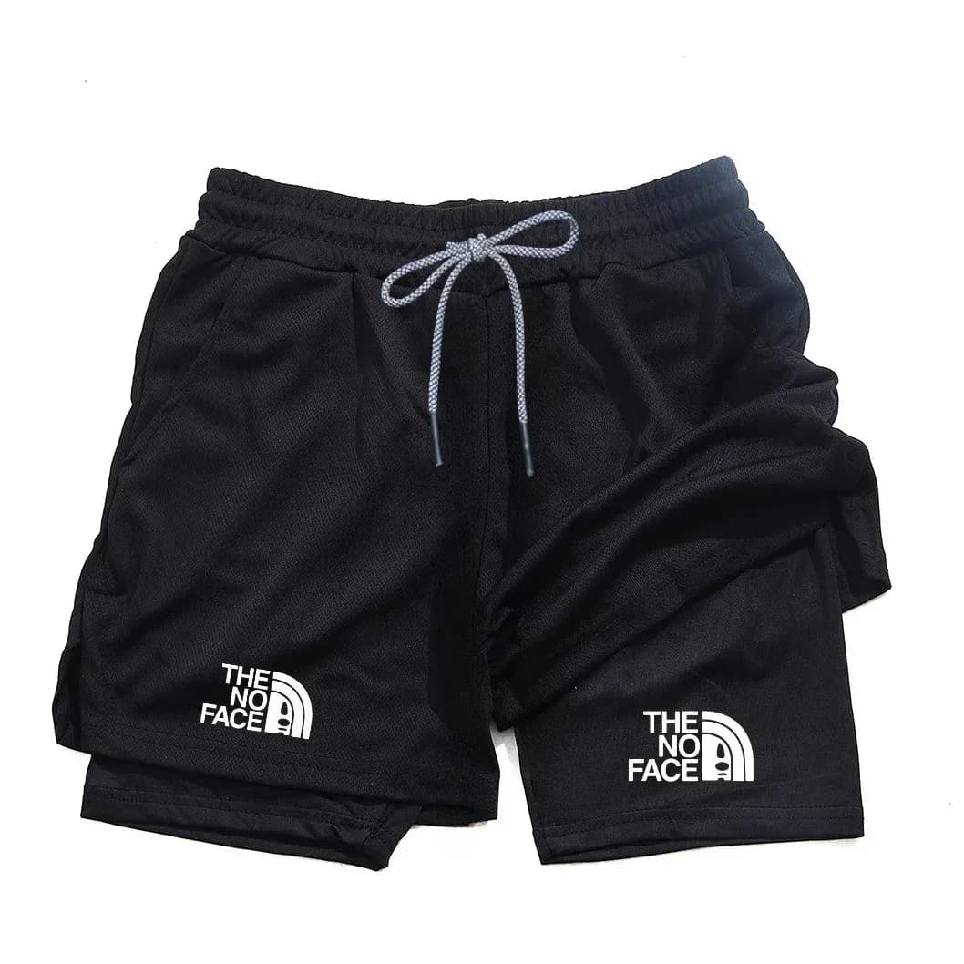 Men's 2 in 1 Printed Sports Shorts with Pocket for Mobile Phone, Quick Drying Shorts for Summer Gym Exercise, Running Shorts