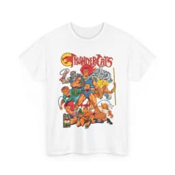 2026 Summer Men's Thundercats Anime T Shirt Pure Cotton Unisex Tee Vintage Retro Cartoon Shirt, 80s Animation Fan