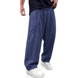 Korea Long Linen Harem Pants Solid Baggy Pants Outdoor Loose Cotton Sweatpants Casual Trousers Breathable Men's Work Pants