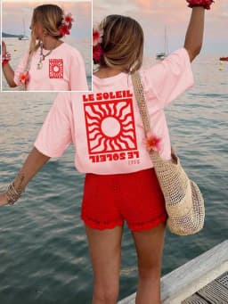 Women's Cotton T-shirt Trend Streetwear Summer Lady Casual Short Sleeve Woman Daily Loose Tops Sun Graphic Shirts Minimalist Tee