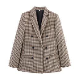 Women's Plaid Blazer Spring Casual Double Breasted Suit Jacket Office Work Daily Outwear Two Colors