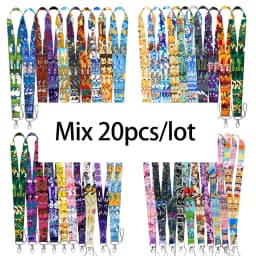 Wholesale Mix 5/10/20Pcs/set Cute Anime Elf Monster Neck Strap For Phone Keys ID Card Holder Cool Accessories Gift For Friends