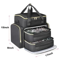 Large Capacity Nail Polish Organizer Bag with Shoulder Strap 96 Compartment Nail Care Kit Bag Handheld Makeup Bag