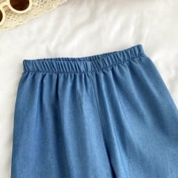 Kids Clothes Girls Summer Fashion Cowboy Blue Lace Bow+Lace Wide Leg Pants Sets Children's Daily Casual Wear