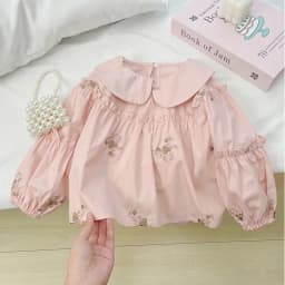 Girls' Shirt 2026 New Children Spring and Autumn Baby Shirt Top Little Girl Western Style Flower Embroidered Shirt