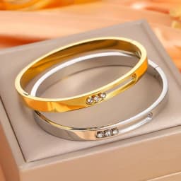 Fashionable stainless steel sliding three-slip diamond bracelet for women simple bracelet polished removable diamond