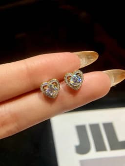 Real 0.5CT D Color Moissanite Diamond Heart Halo Stud Earrings for Women 925 Sterling Silver Luxury Fine Jewelry