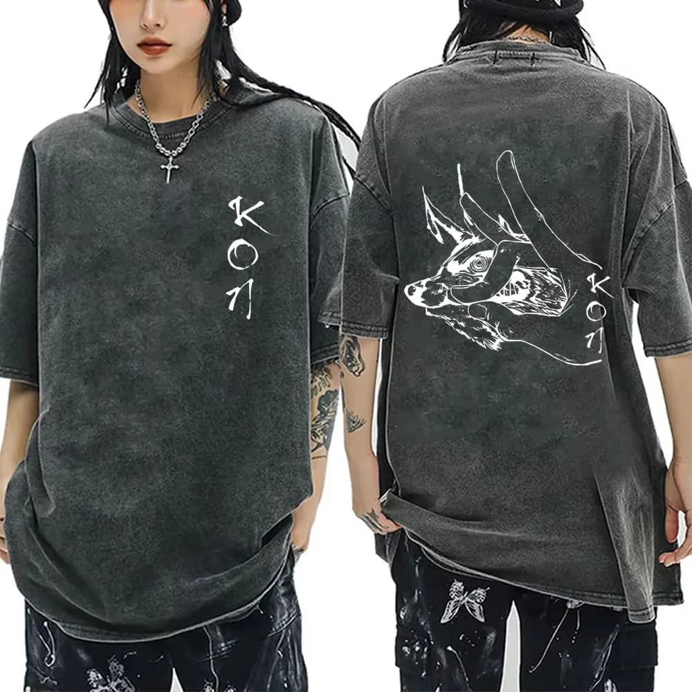 2026 Anime Chainsaw Man Vintage Washed T-shirt Hayakawa Aki Summon Kon Fox Devil Graphic T Shirt Men Women Casual Fashion Tshirt