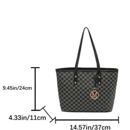 Fashion M Letter Print Tote Bag PU Letter Pendant Large Capacity Shoulder Bag Water Resistant handbag for Commuting shopping
