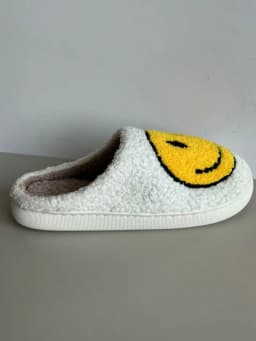 Women's Smiley Face Fleece Home Slippers, Comfortable Thickened Warm Anti-Slip Soft Sole Indoor Floor Slides