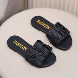 Fashion Summer Girls Pleated Slippers Fashion Children Flats Outdoor Kids Slippers Soft Anti-Slippery Kids Beach Slides Shoes