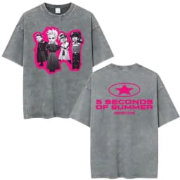 5 Seconds of Summer Everyone's A Star Album World Tour Vintage Washed T-shirts Men Women Gothic Hip Hop Style Oversized T Shirts