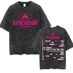 5 Seconds of Summer Everyone's A Star Album World Tour Vintage Washed T-shirts Men Women Gothic Hip Hop Style Oversized T Shirts