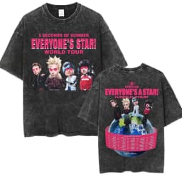 5 Seconds of Summer Everyone's A Star Album World Tour Vintage Washed T-shirts Men Women Gothic Hip Hop Style Oversized T Shirts