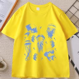 Vintage Jellyfish T-Shirt Summer Ocean Tee Sea Creature Top Beach Lover Gift Men Women Casual Round Neck Printed T Shirt