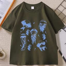Vintage Jellyfish T-Shirt Summer Ocean Tee Sea Creature Top Beach Lover Gift Men Women Casual Round Neck Printed T Shirt