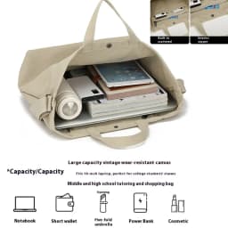 Bolso Tote Retro De Lona Gruesa a La Moda Con Correa Para Hombro, Bolso Casual De Gran Capacidad, Mochila Bandolera Multiusos