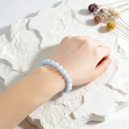 5A Natural Stone Aquamarine Blue Chalcedony Beads Bracelets Women Original Reiki Healing Round Stone Strand Bangles Friend Gift