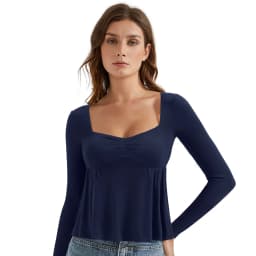 Women Fairy Y2k Cottage T-shirt Coquette Square Neck Long Sleeve Babydoll Tees Autumn Spring Vintage Clothes Casual Pullover Top