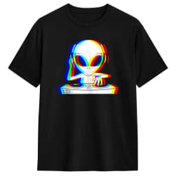 Alien Dj Trippy Vaporwave Techno Rave EDM Music Festival T Shirt Beach Funny T Shirts Cotton Hip Hop Tshirt For Men Clothes