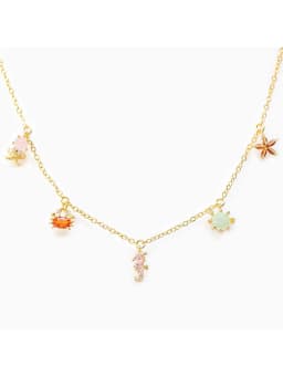 Ins Hot Sale Multicolor Crystal Ocean Animal Charm Pendant&necklaces for Women Delicate Starfish Chain Choker Necklaces