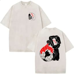 Vintage Washed Forward Observations Group Skeleton Merch T Shirts Men's Street Summer Cotton Oversized T-shirt Gothic Streetwear