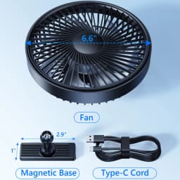 Eary Magnetic Cruise Ship Approved Fan 3000mAh Battery Operated Portable Golf Cart Fans with 3 Speeds 360°Rotation Cooling Fans
