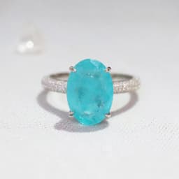 925 Sterling Silver Oval Finger Rings for Women Elegant Paraiba Tourmaline Ring Classic Engagement Wedding Statement Jewelry