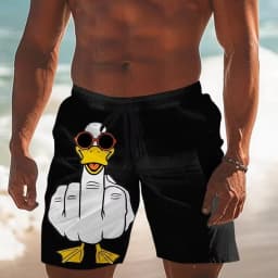 3D Print Ducks Disdain Short Pants For Men Funny Animal Pattern Beach Shorts Summer Hawaiian Board Shorts Surfing Beach Clothes