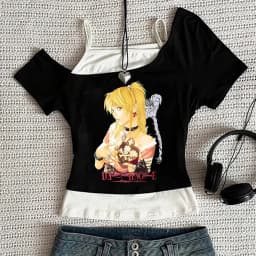 Death Note crop top female graphic goth party korean fashion anime t-shirt harajuku party gothic jojifuku