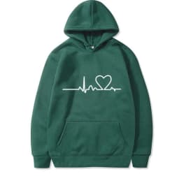 New Women's 2026 Casual Hoodie Autumn/winter Heartbeat Print Men's Loose Hoodie Couple Sweatshirt Women's Hoodie Top Streetwear