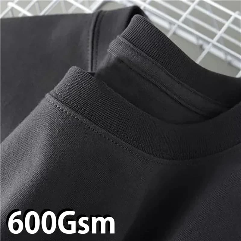 600g Heavy-duty Cotton Short Sleeved T-shirt for Men's Fashion Pure Cotton Thickened Short Sleeved Half Sleeved Tee
