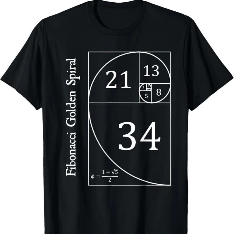Funny Fibonacci Gold Spiral Nerd Math Teacher Gift Golden Ratio T-Shirt Mathematics Geometry Graphic Tee Casual Science Top