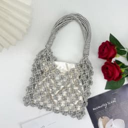 2026 temperament bright diamond woven hollow handmade woven bag, banquet bag, handbag, high-end women's bag