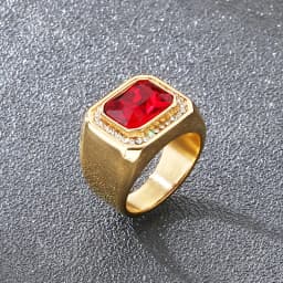 KALEN Trendy Stainless Steel Larger Men's Finger Ring Square Cut Zircon Stone Cocktail Rings Hip Hop Business Fashion Jewelry