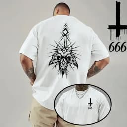 2026 Men's T-shirt Spring Summer Daily Casual Fashion Short Sleeve 8 Styles Satan Inverted Cross Prints Patterns Tees Oversize