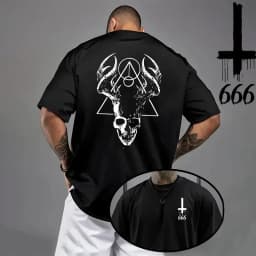 2026 Men's T-shirt Spring Summer Daily Casual Fashion Short Sleeve 8 Styles Satan Inverted Cross Prints Patterns Tees Oversize