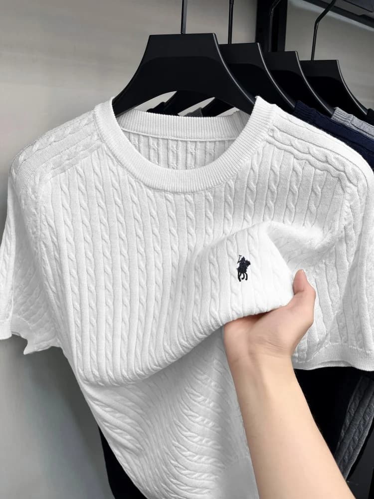 High end luxury brand short sleeve knitted T-shirt Korean casual comfort men's summer new Paul Pony embroidered round neck top