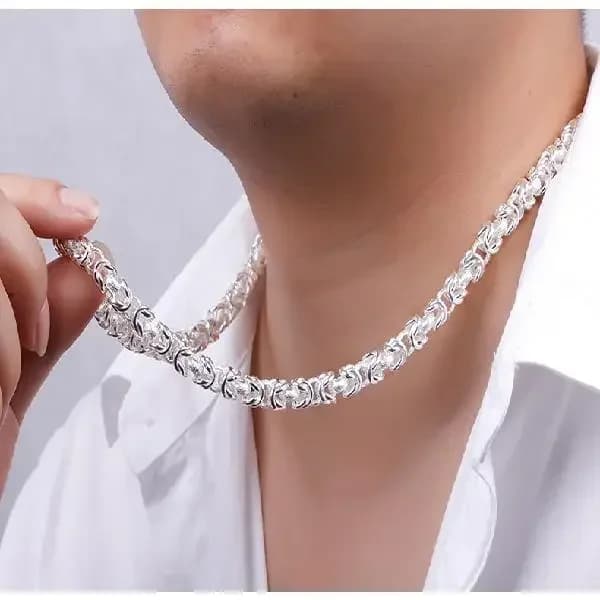Fashion kpop solid Sterling Silver necklace for men pretty 8MM round faucet dragon 60cm Versatile jewelry wedding gifts