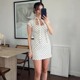 MUJER Polka Dot Women's Dress Bow Cut out Short Dresses for Women Summer Party Dresses 2026 Woman Short Sleeve Mini Dress Women